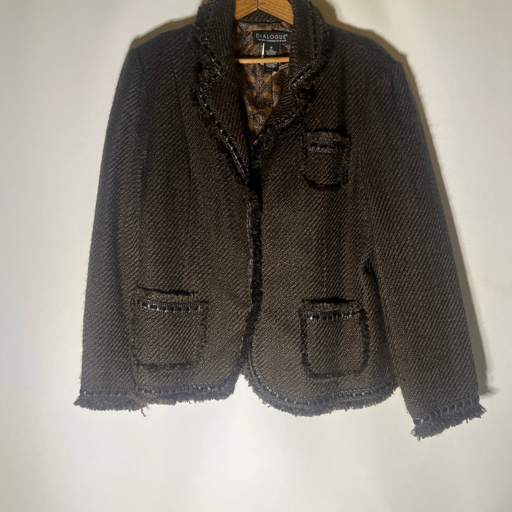 Dialogue Brown Textured Blazer size 16